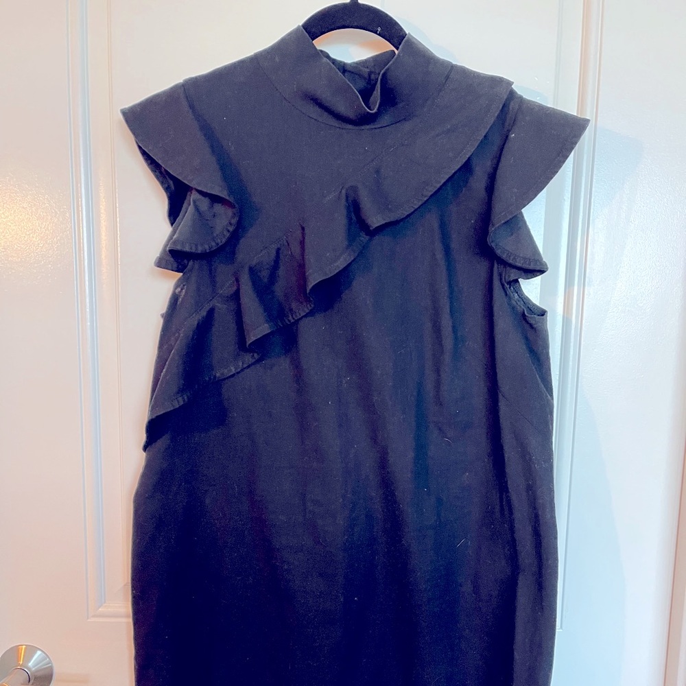 Mcguire Black Denim Ruffle Dress